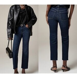 J. Crew Women's 28 Mid-Rise Kick Out Jeans in 2003 Cropped Dark Blue NWT $128
